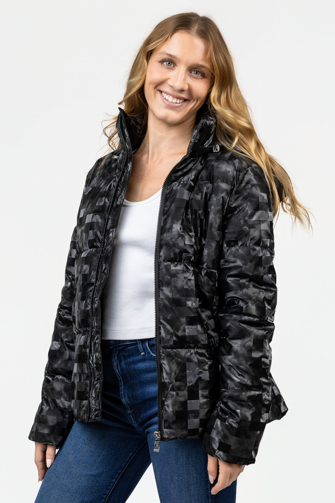 Shiny Black Puffer Coat