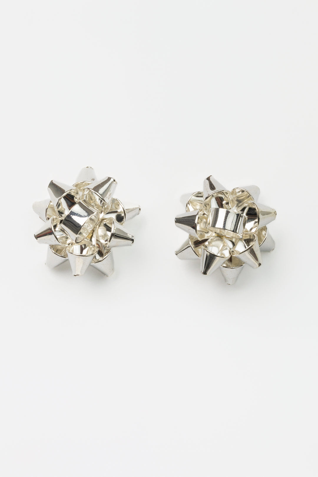 Silver Holiday Bow Stud Earrings