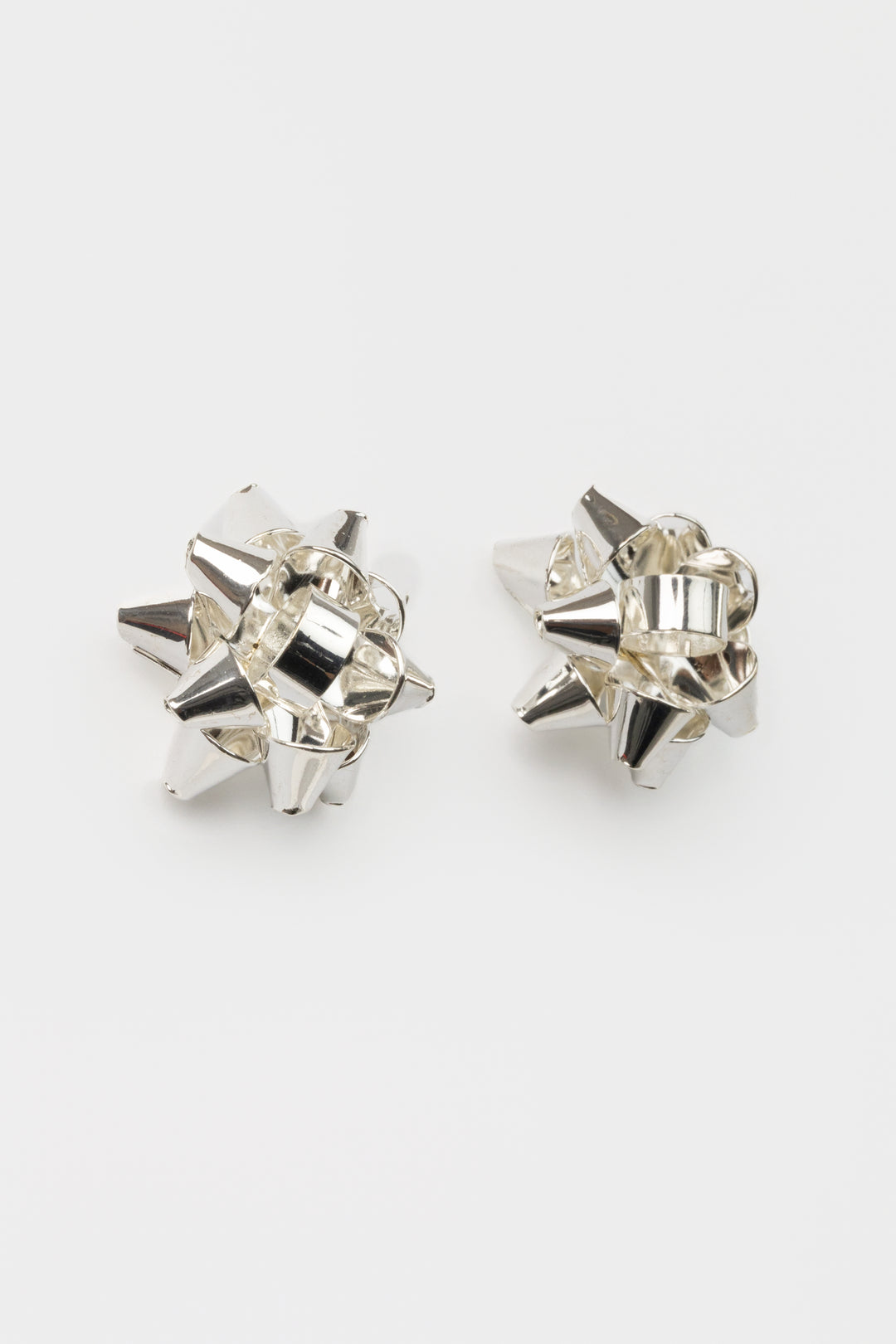Silver Holiday Bow Stud Earrings