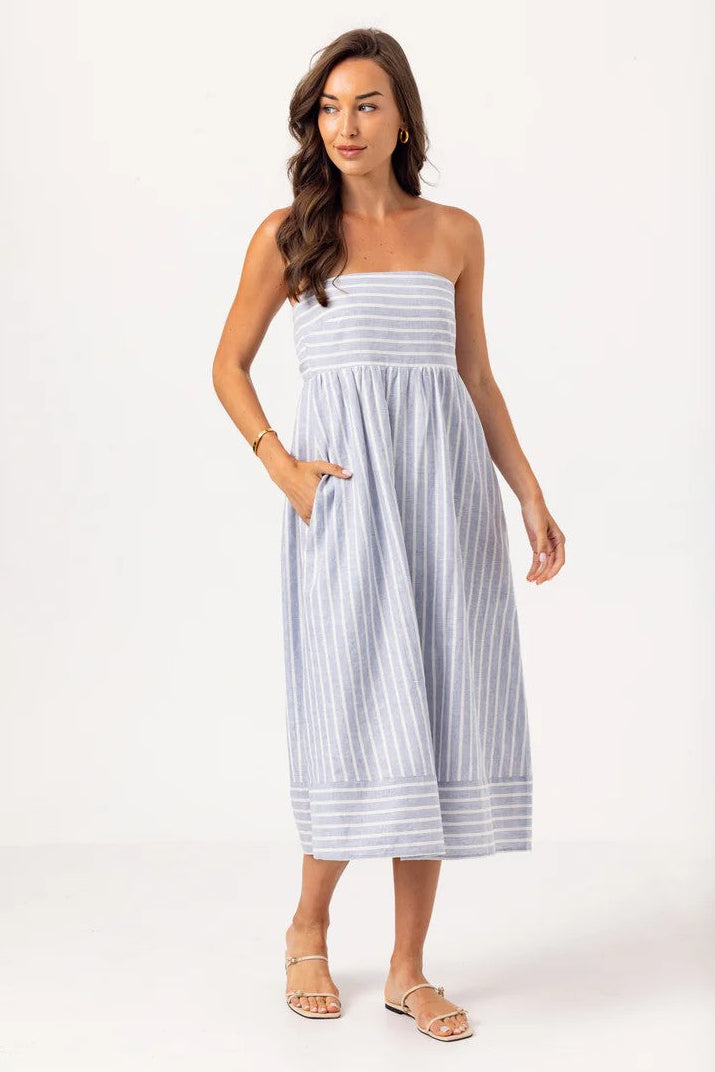Slate Stripe Linen Kenny Dress