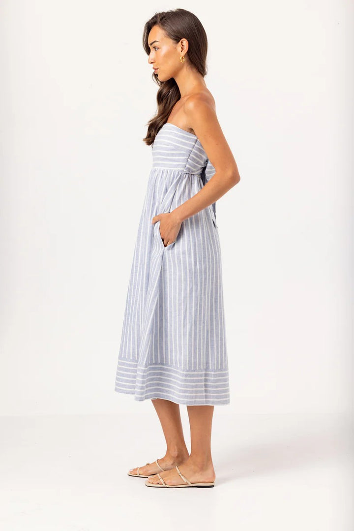Slate Stripe Linen Kenny Dress