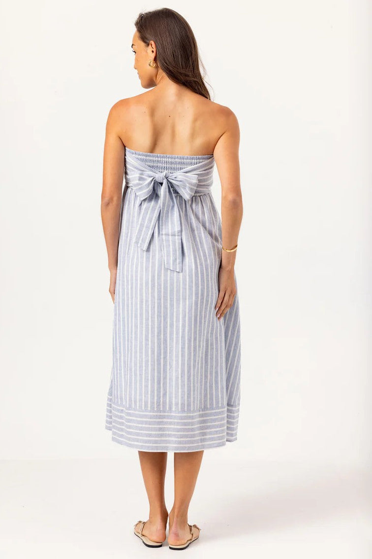 Slate Stripe Linen Kenny Dress