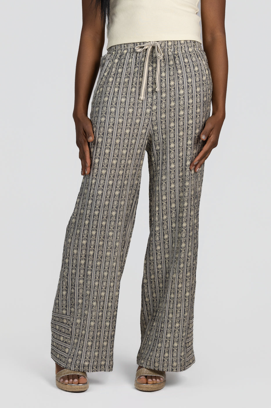 Slate Stripe Naomi Drawstring Pant