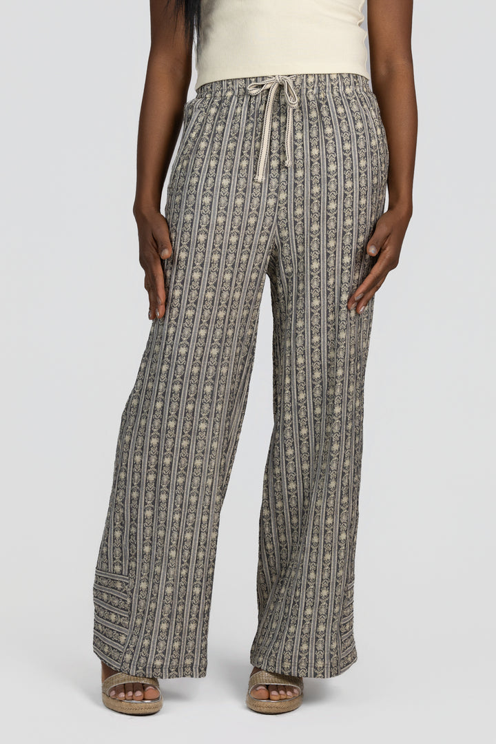 Slate Stripe Naomi Drawstring Pant