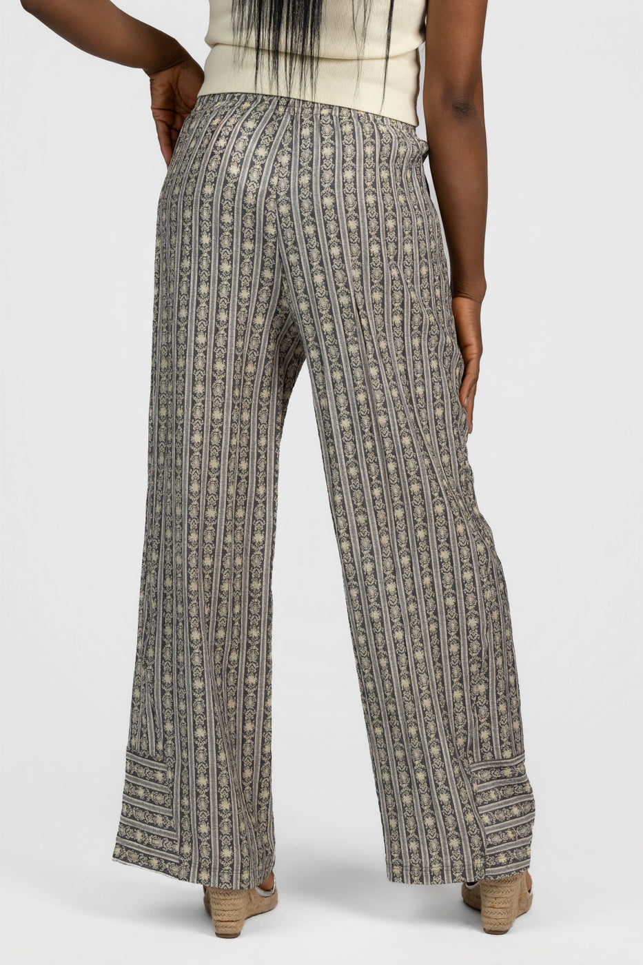 Slate Stripe Naomi Drawstring Pant
