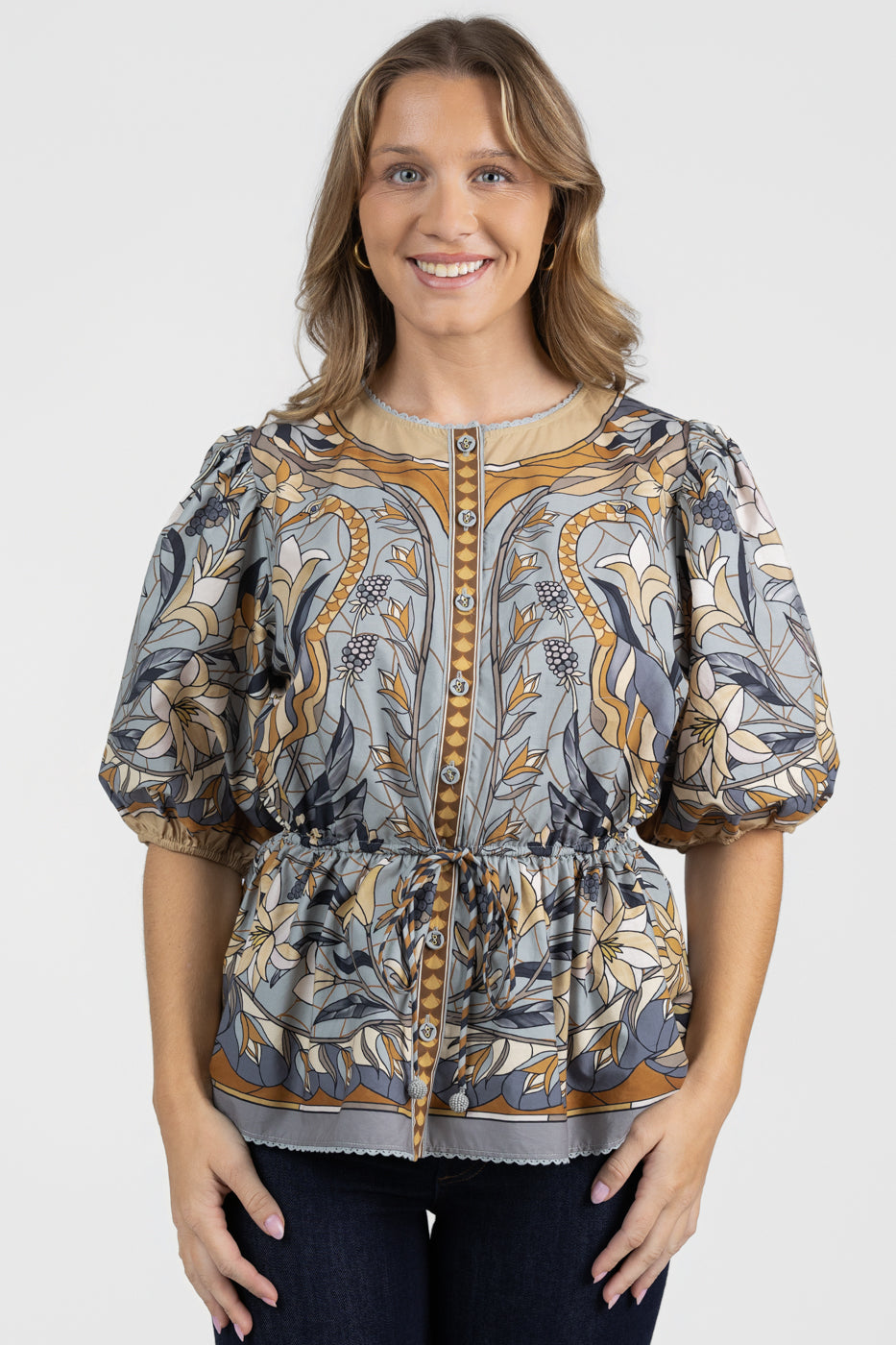Soft Blue Stained Glass Beauty Blouse