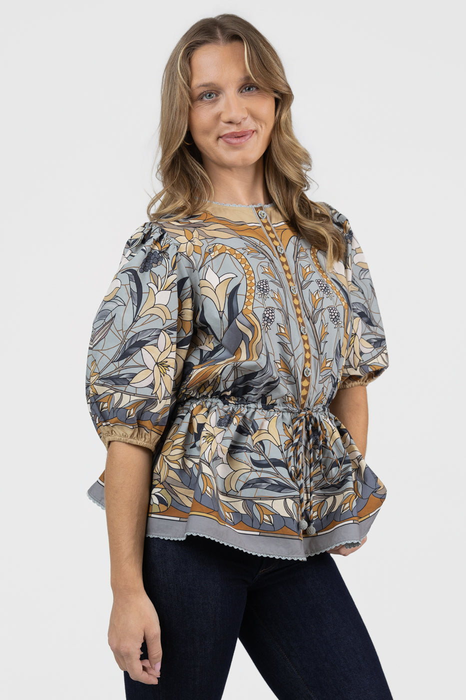 Soft Blue Stained Glass Beauty Blouse