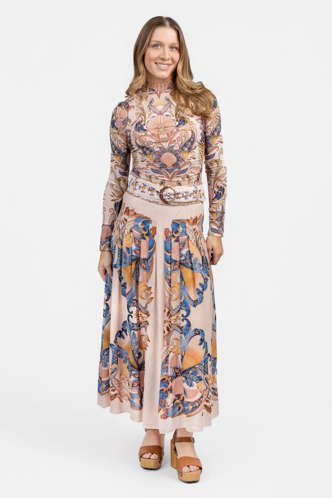 Soft Pink Sea Garden Scarf Skirt