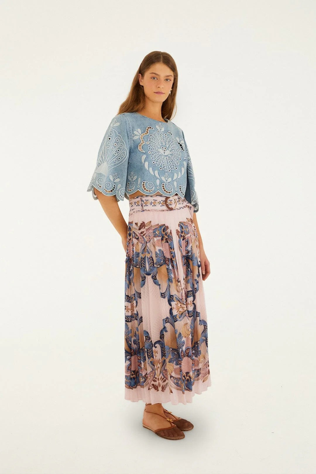 Soft Pink Sea Garden Scarf Skirt