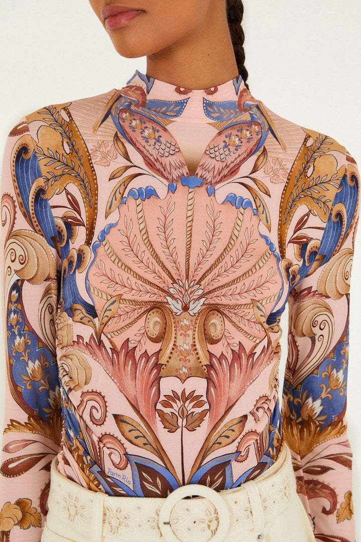 Soft Pink Sea Garden Scarf Top