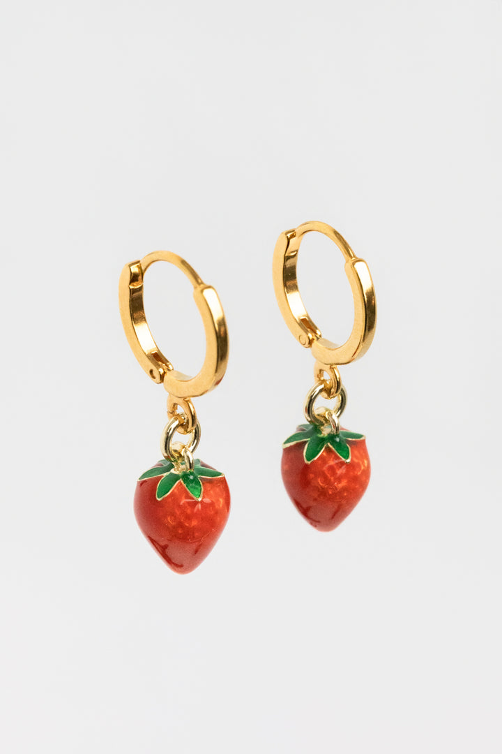 Strawberry Huggie Hoop Earrings