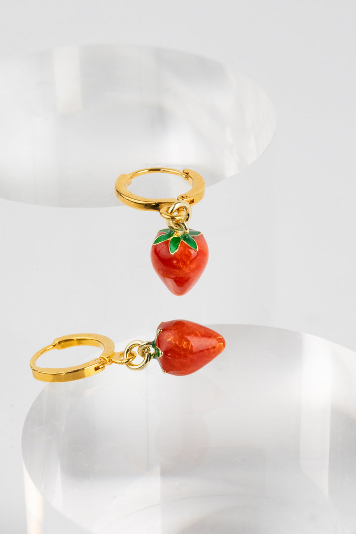 Strawberry Huggie Hoop Earrings