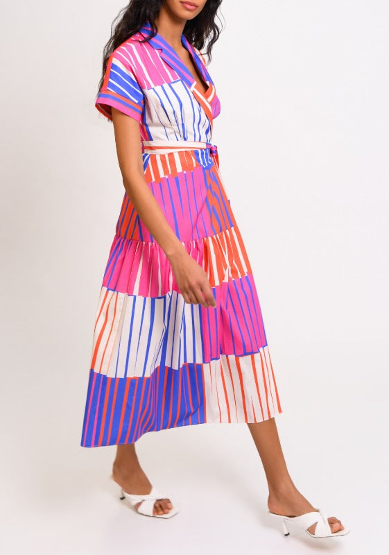 Striped Rosen Midi Wrap Dress