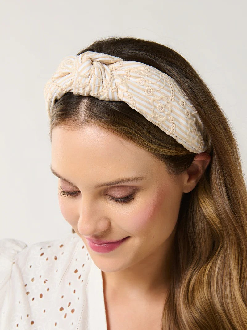 Tan Eyelet Stripe Headband