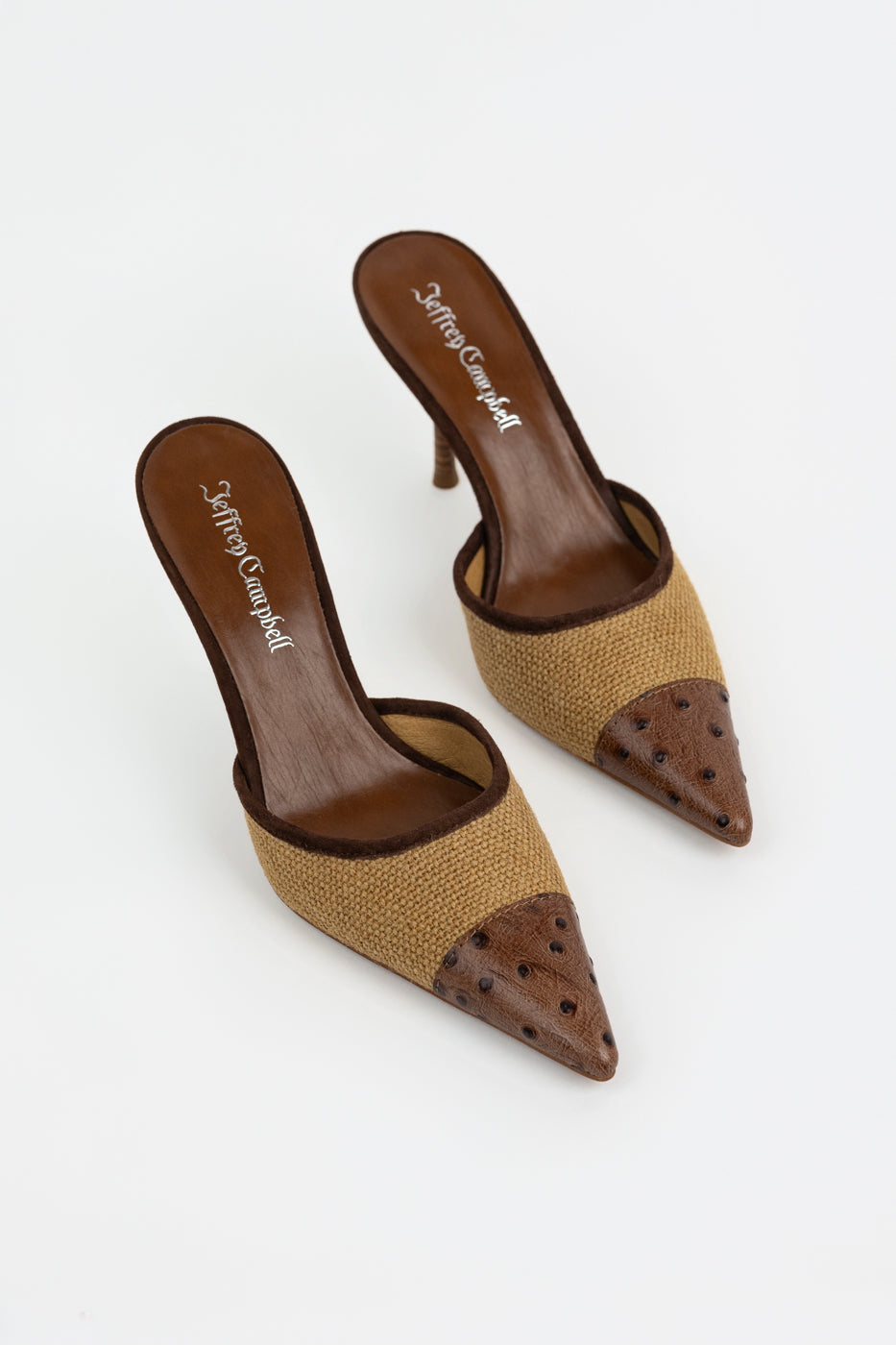 Tan Jute Coffee Ostrich Parse Mule