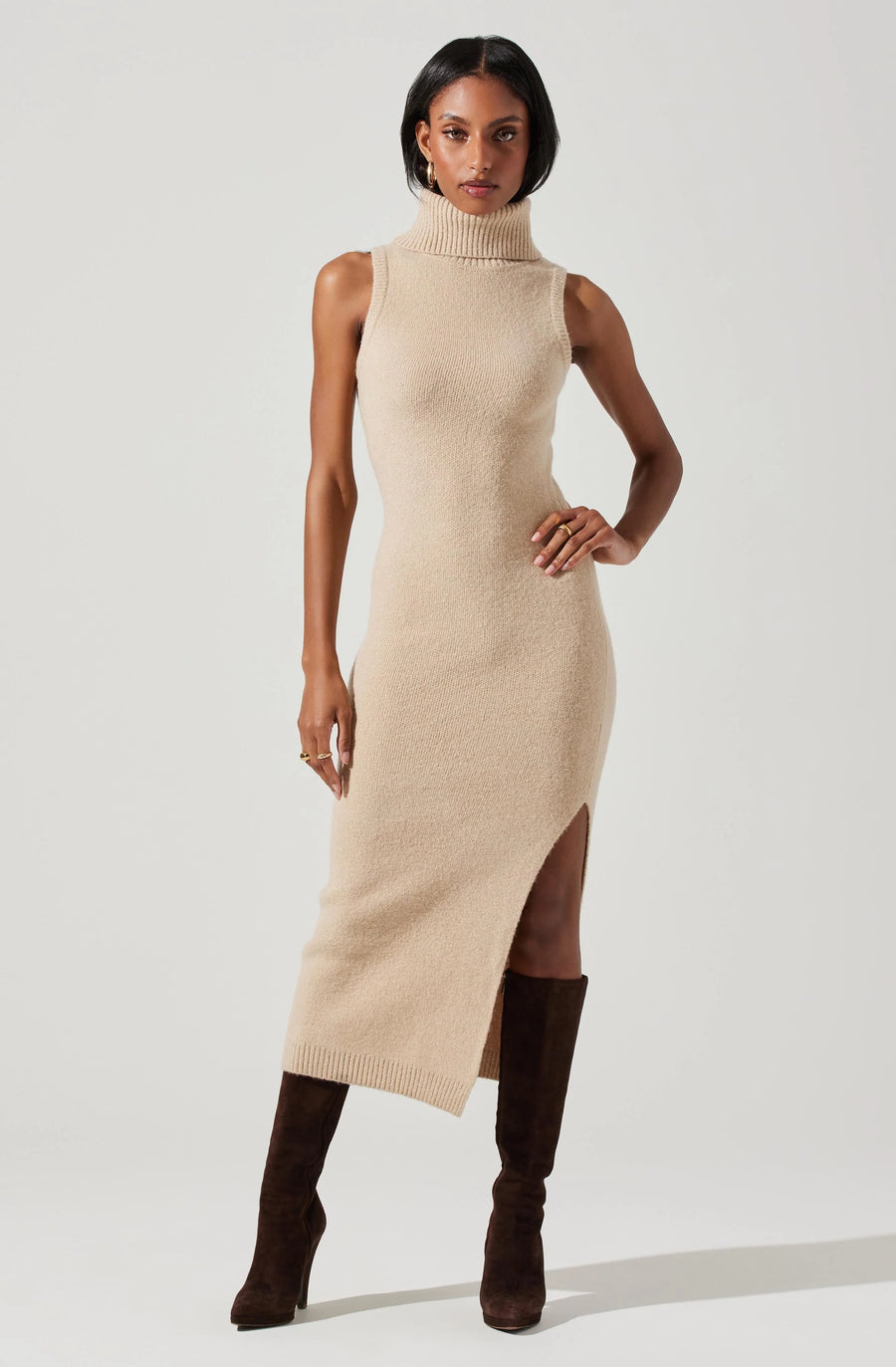 Taupe Irina Midi Sweater Dress Fourteenth Boutique Taupe Irina Midi Sweater Dress Fourteenth Boutique