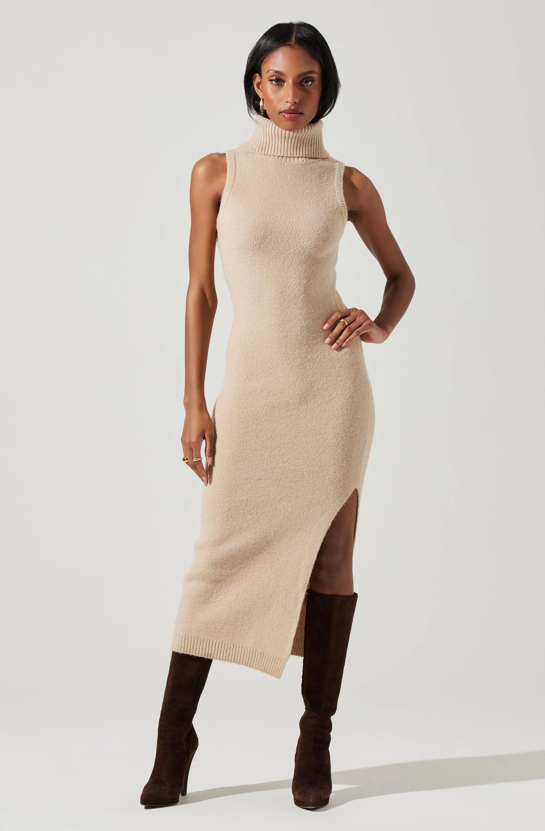 Taupe Irina Midi Sweater Dress