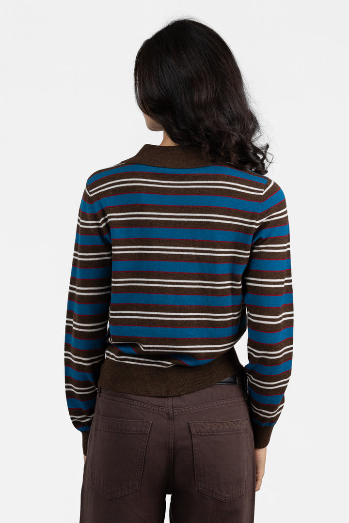 Tealwood Stripe Lyvia Polo Cardigan