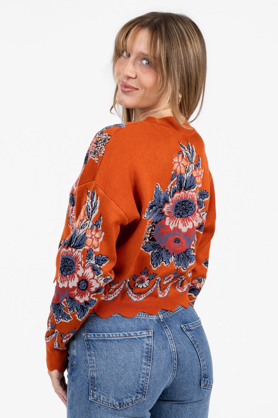 Terracotta Victorian Floral Cardigan