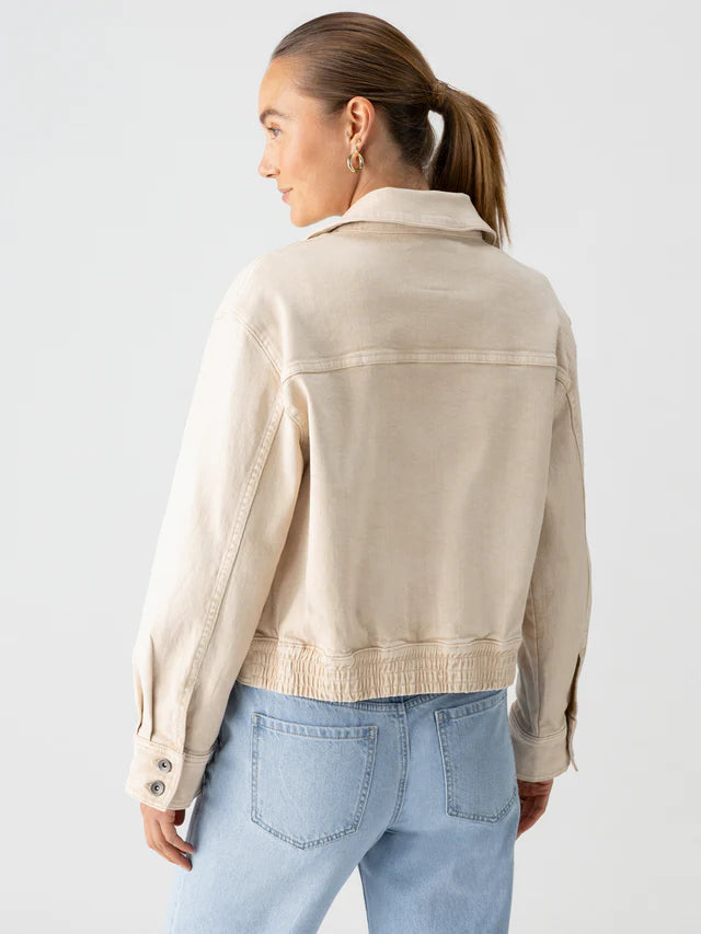 Toasted Almond Cargo Denim Jacket