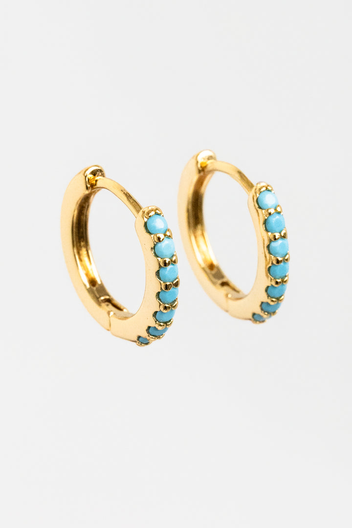Turquoise Huggie Hoop Earrings