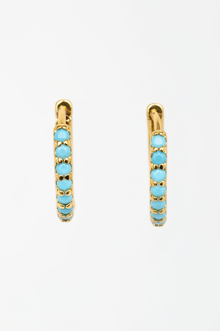 Turquoise Huggie Hoop Earrings