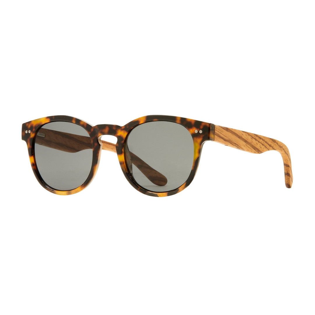 Walnut Tortoise And Walnut Wood Ledger Smoke Polarized Sunglasses