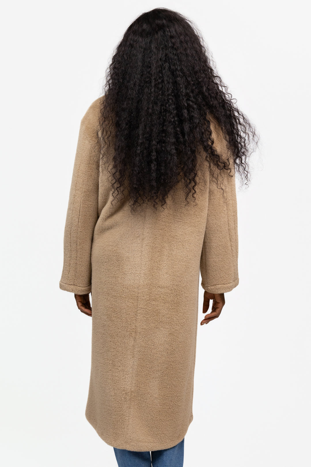 Warm Camel Live In Fur Coat