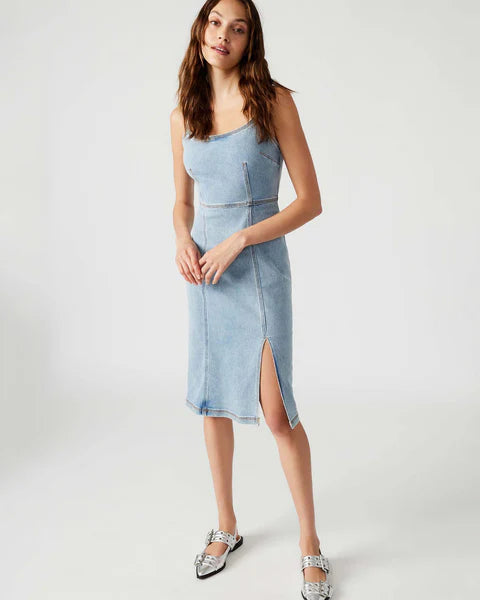 Washed Denim Giselle Midi Dress