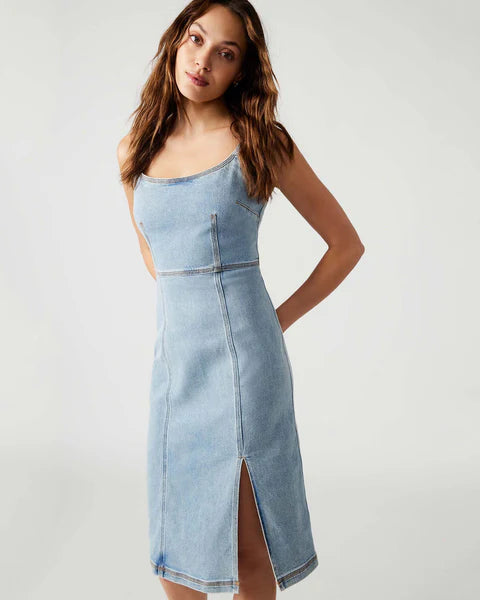 Washed Denim Giselle Midi Dress