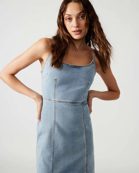 Washed Denim Giselle Midi Dress