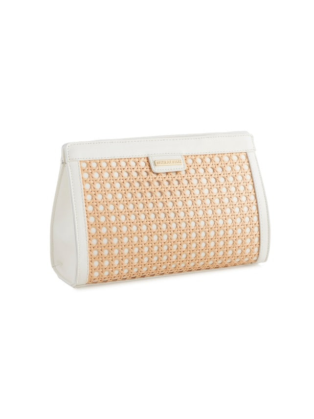 White And Cane Soleil Clutch