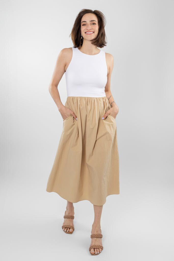 White And Tan Alaia Dress