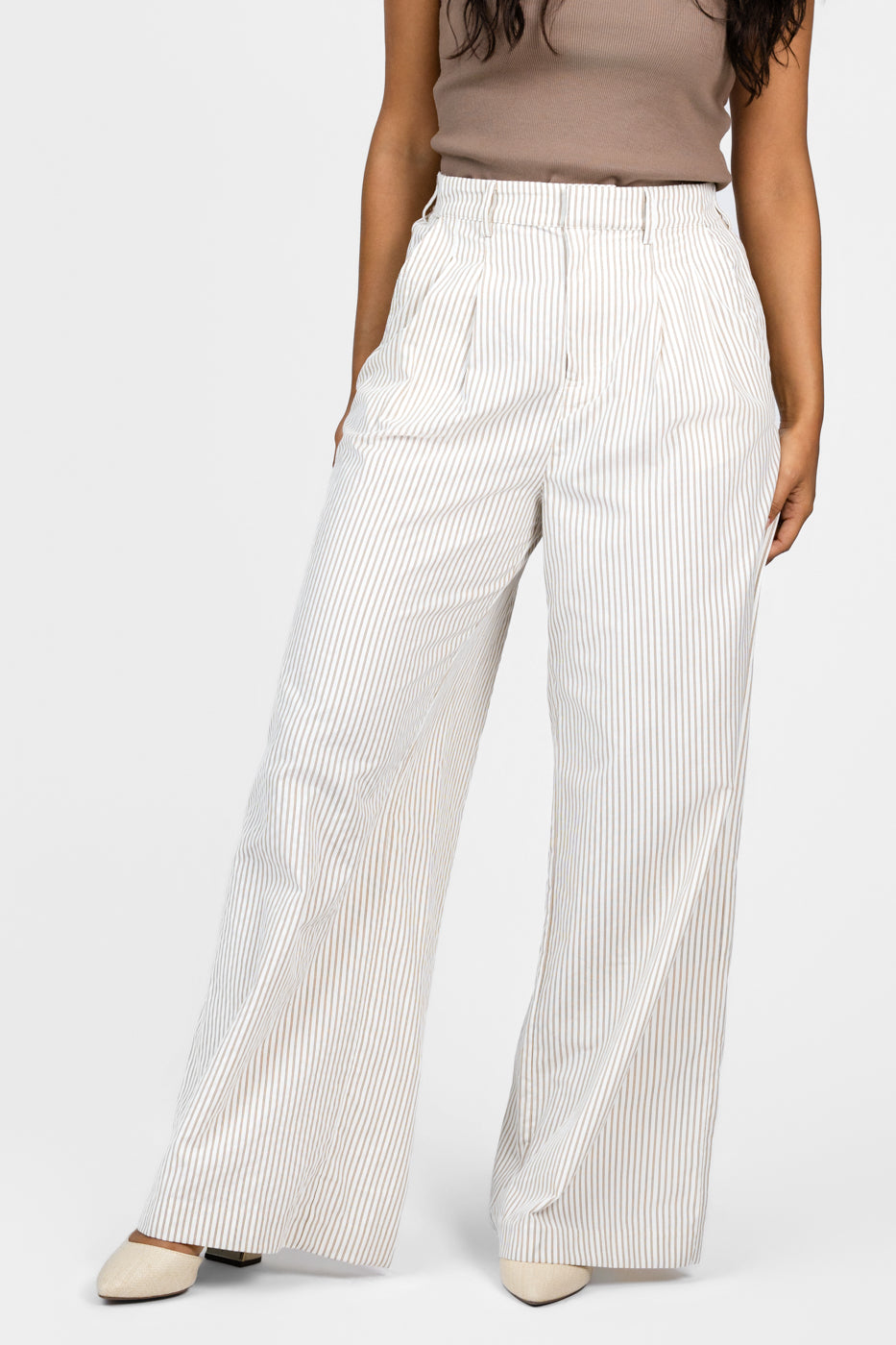 White Brown Stripe Neha Pants