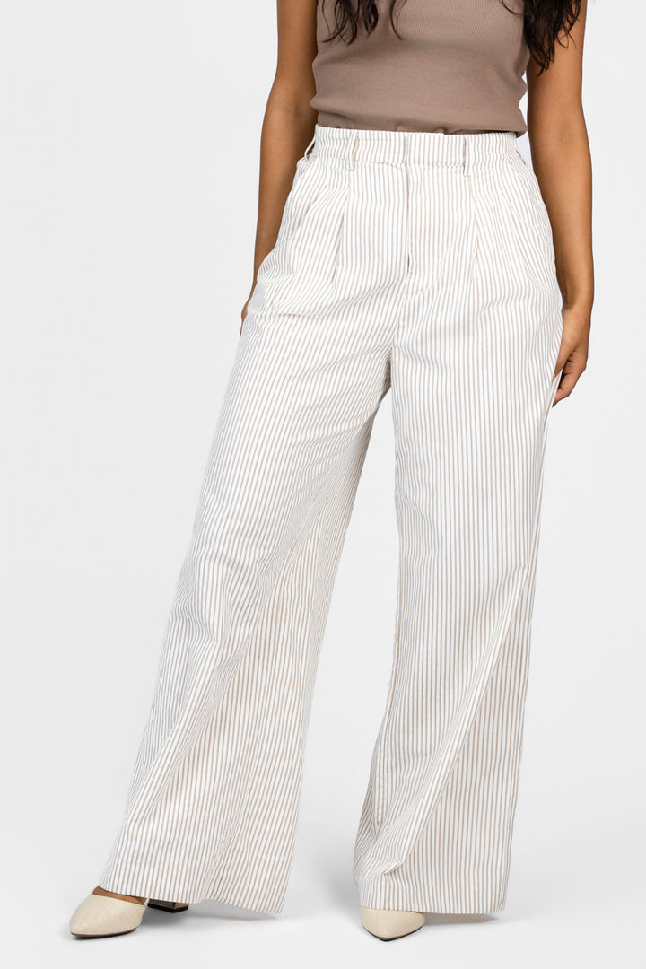 White Brown Stripe Neha Pants