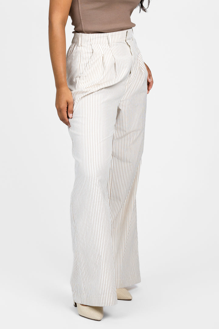 White Brown Stripe Neha Pants