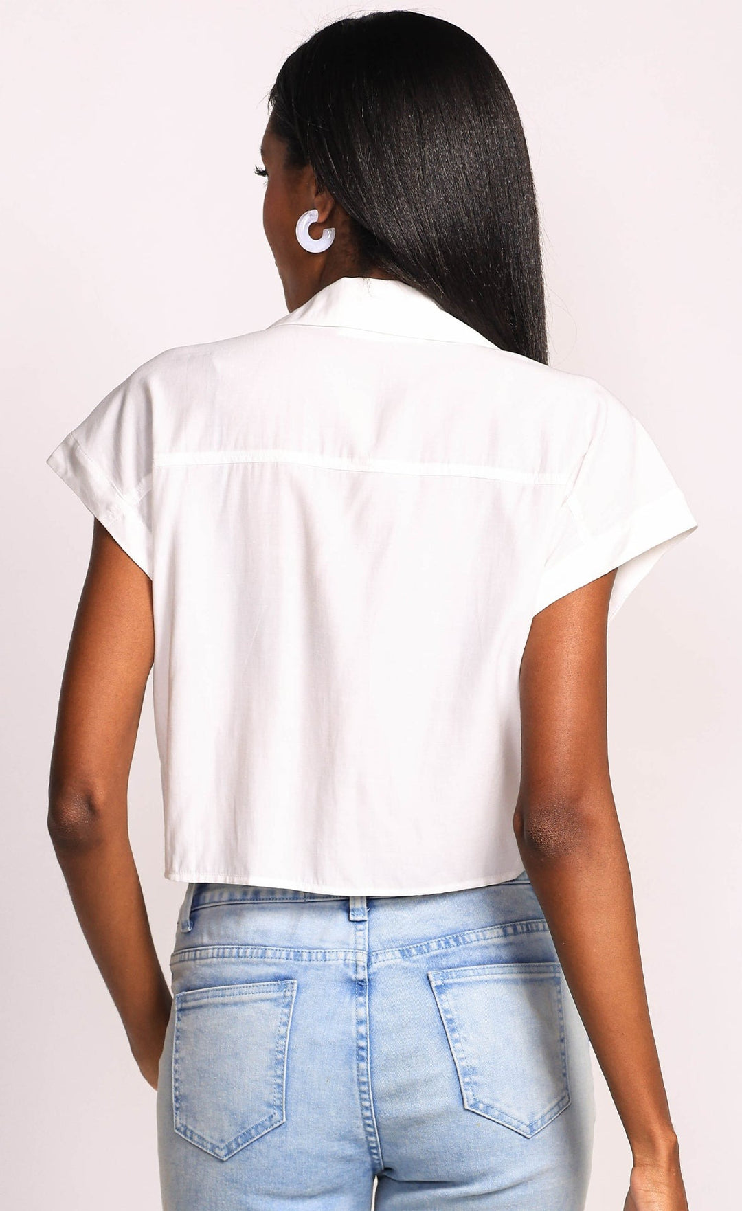 White Collared Cap Sleeve Kalina Blouse