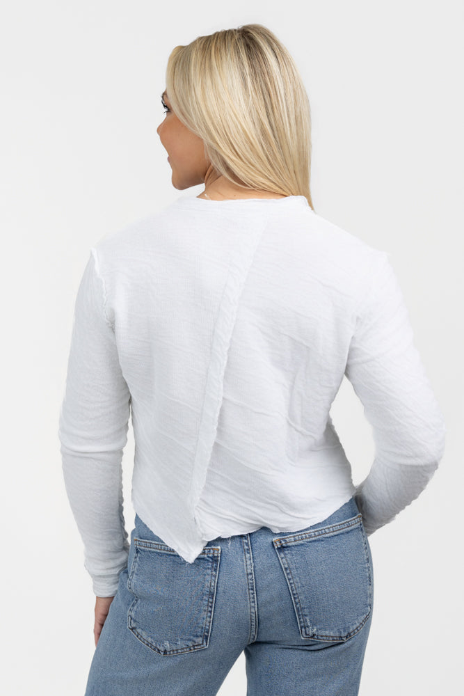 White Cotton Cropped Cardigan