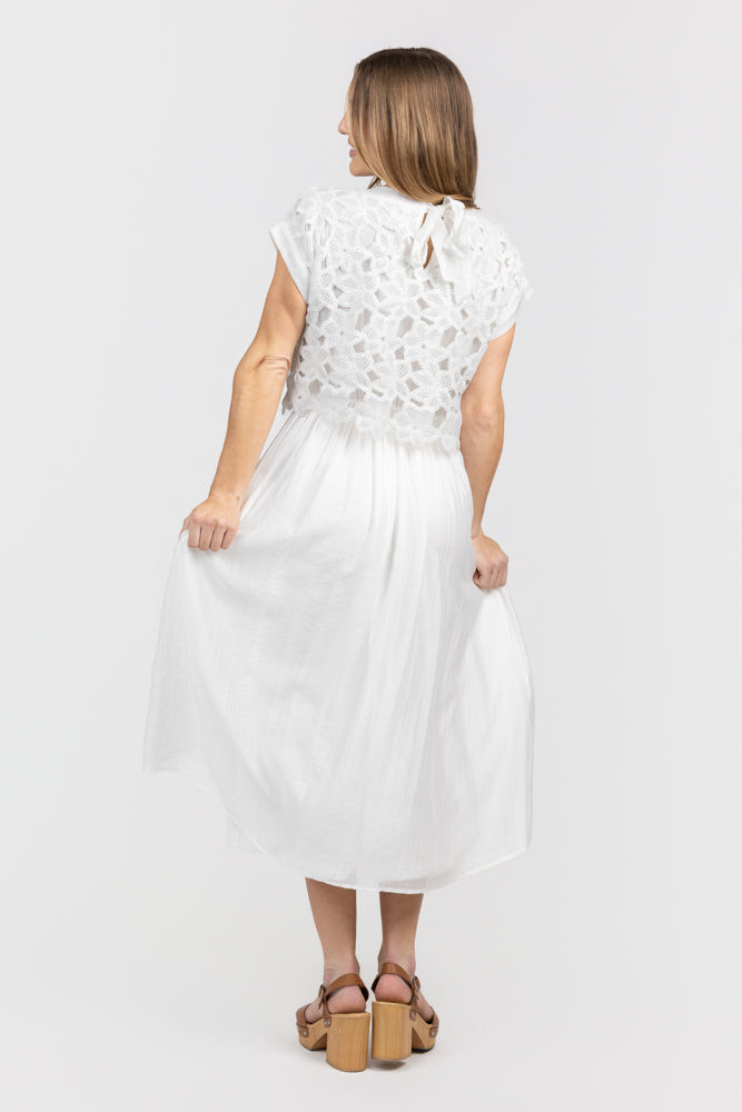 White Lace Overlay Dress