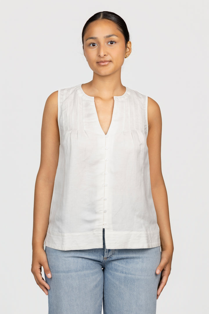 White Linen Blend Harmony Top