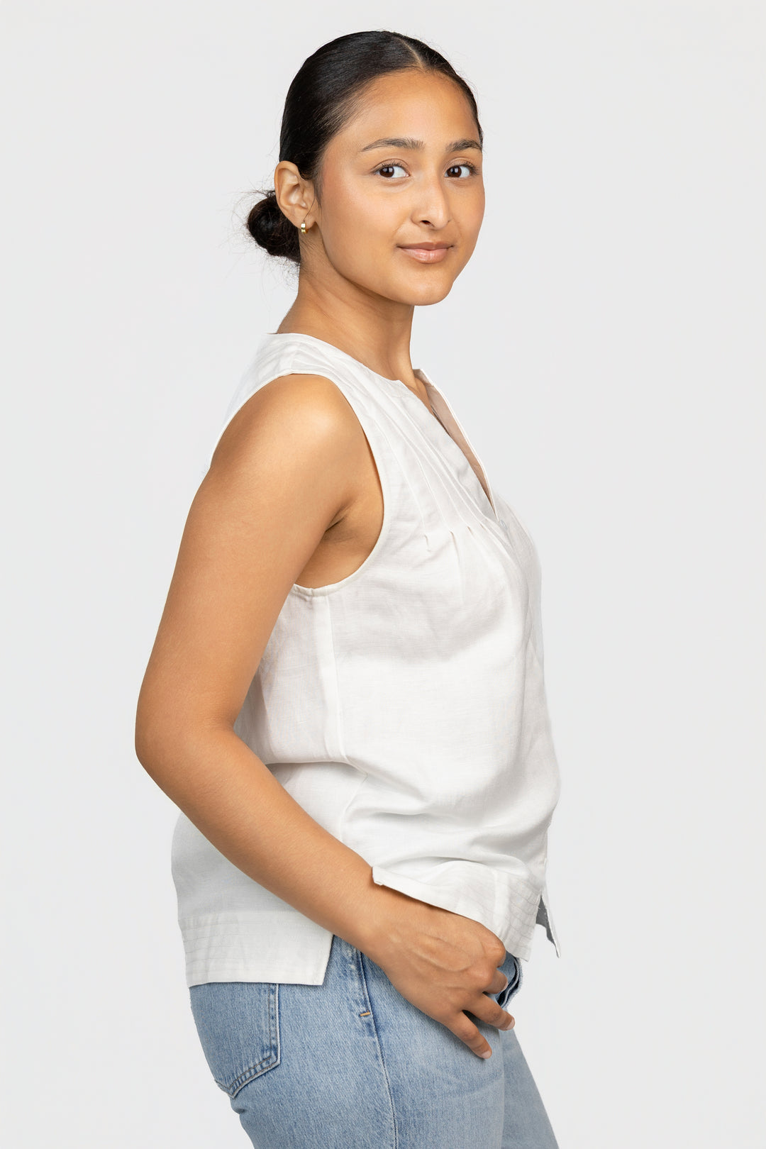 White Linen Blend Harmony Top
