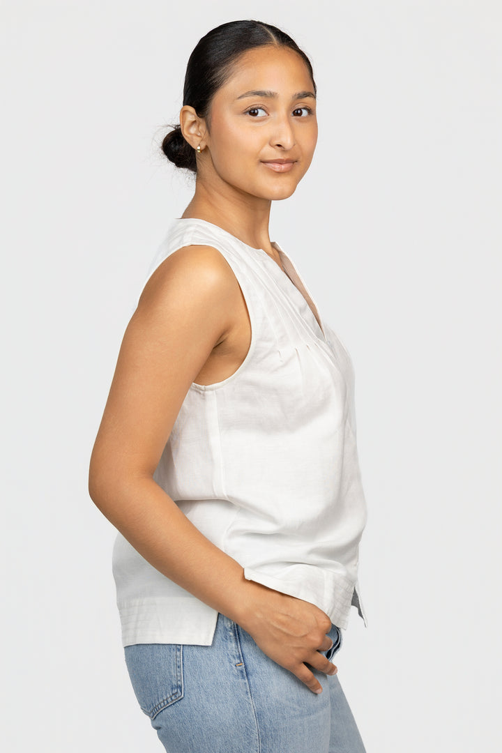 White Linen Blend Harmony Top