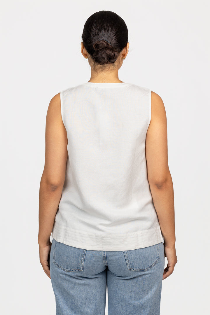 White Linen Blend Harmony Top