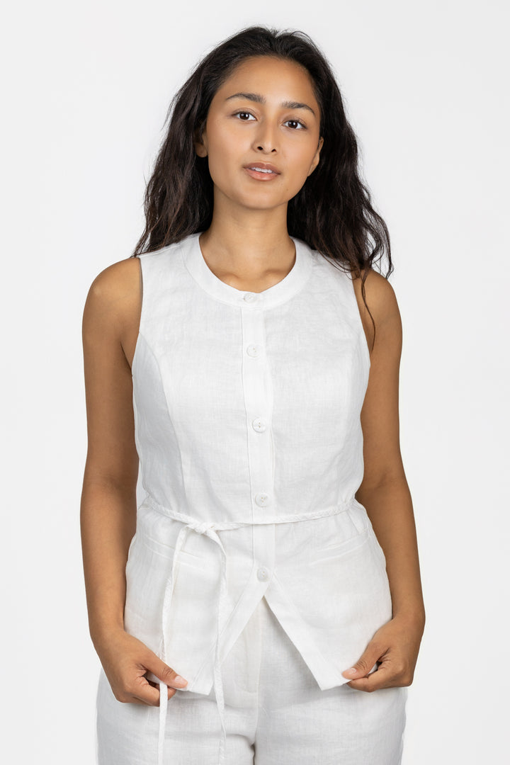 White Linen Hadley Vest