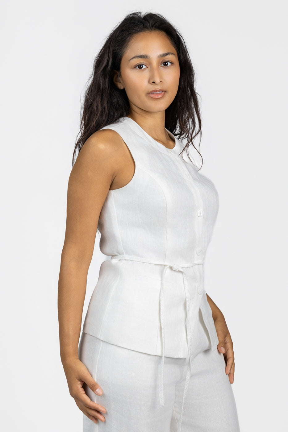 White Linen Hadley Vest