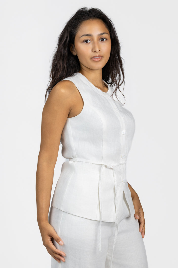 White Linen Hadley Vest