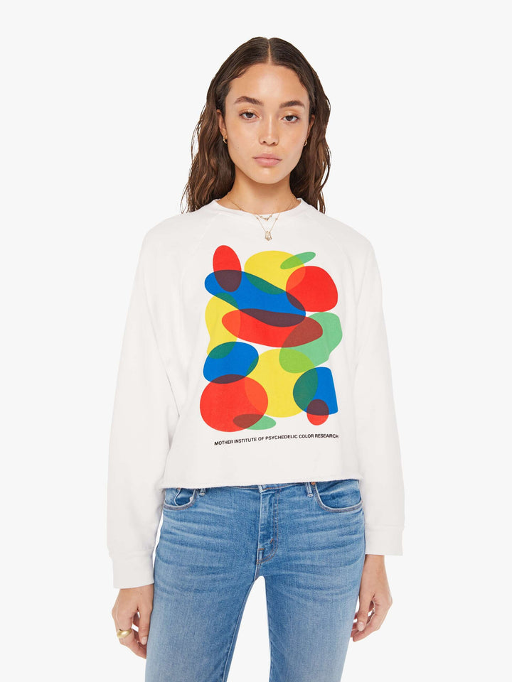 White Graphic Crop Boost Sweatshirt