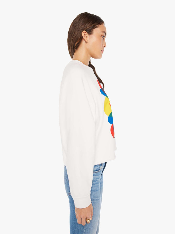 White Graphic Crop Boost Sweatshirt