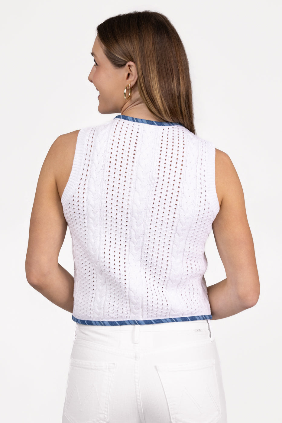 White Open Stitch Brooklyn Vest