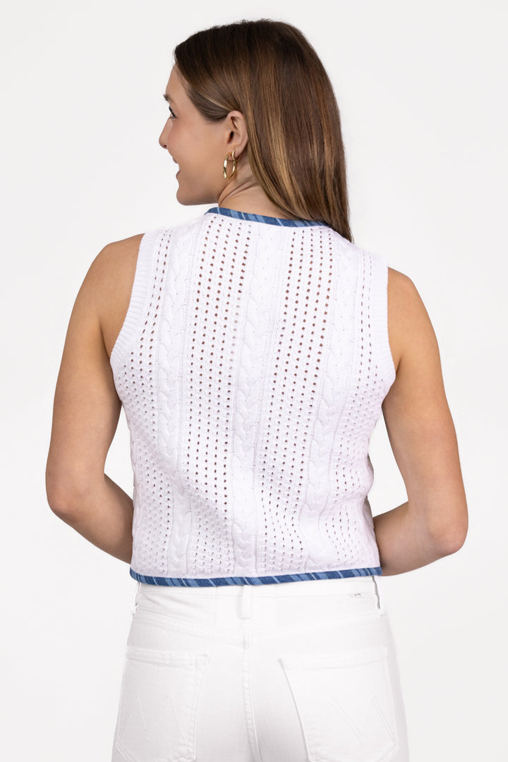 White Open Stitch Brooklyn Vest